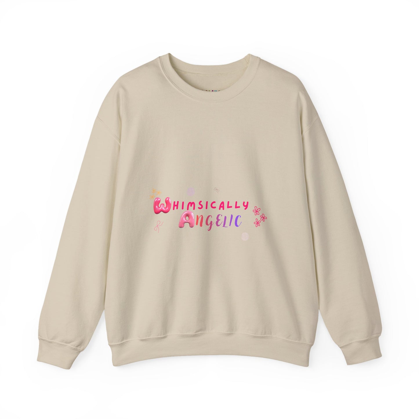 Whimsically Angelic Crewneck Sweatshirt — Cute Pink Splash Back Graphic