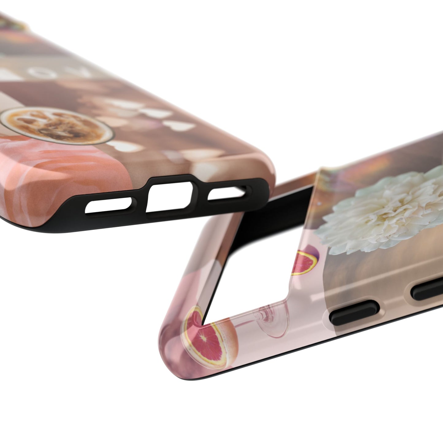 Romantic Collage Phone Case — 'LOVE' Floral, Coffee & Perfume Aesthetic