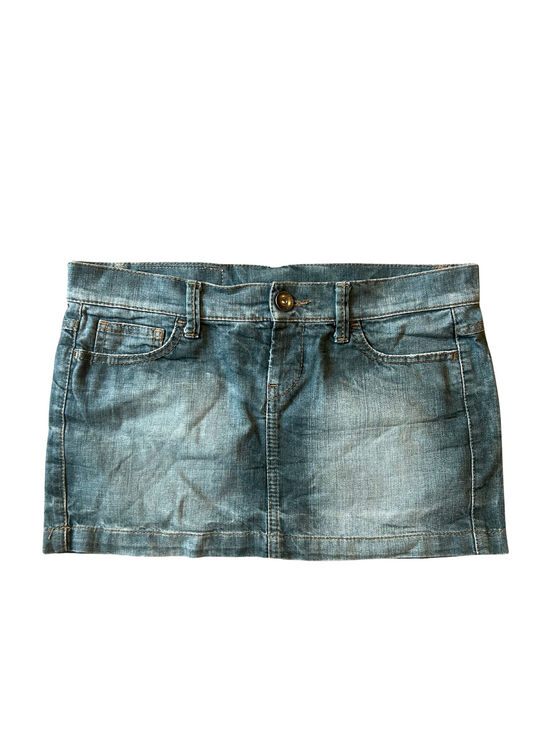 Dark Gray - Green Denim Skirt