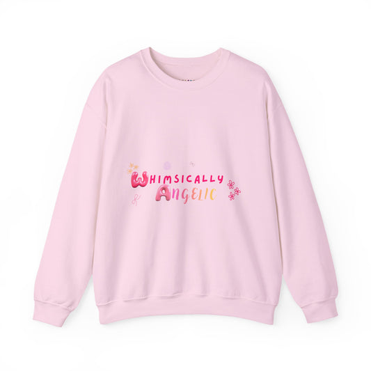 Whimsically Angelic Crewneck Sweatshirt — Cute Pink Splash Back Graphic